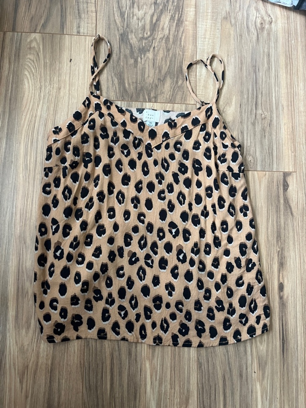 Leopard Print Spaghetti Strap Cami XS - Tan/Black